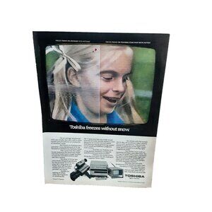 1982 Toshiba Beta VCR Freezes Without The Snow Original Print Ad vintage 80s